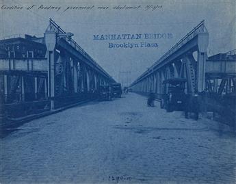 EUGENE DE SALIGNAC (1861-1943) Group of 11 photographs depicting construction of the Manhattan Bridge. 1913-22.